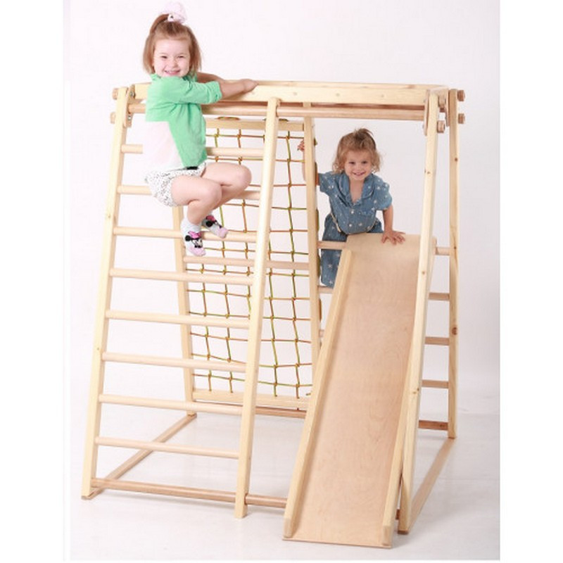 Гойдалки і дитячий спортивний ігровий комплекс Малюк Strong з дерев'яною гіркою (подарунок дівчинці і хлопчикові)