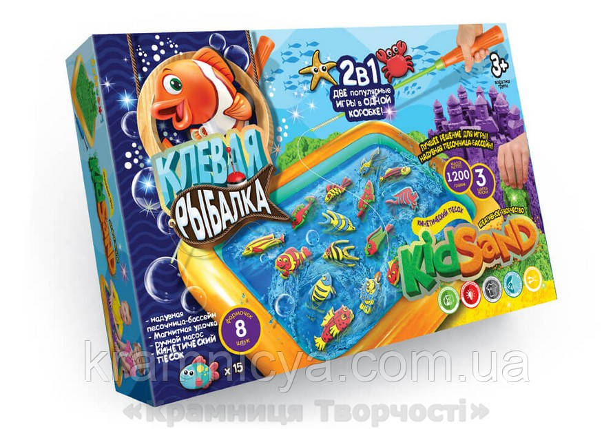Гра велика 2-в-1 'Кліва риболовля + Кінетичний пісок' (KRKS-01-01)