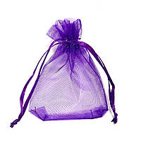 Мешочек фиолетовый 7х9 см из органзы для упаковки, хранения украшений и подарков