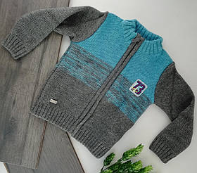 В'язана кофта для хлопчиків Бірюзовий Поліестер/акрил/бавовна КФ166 Бембі Україна