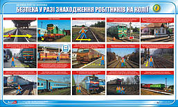 Стенд. Безпека руху на залізниці. Безпека при знаходженні робітників на колії. 1,0х0,6. Пластик