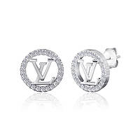 Срібні сережки з фіанітами в стилі "Louis Vuitton"