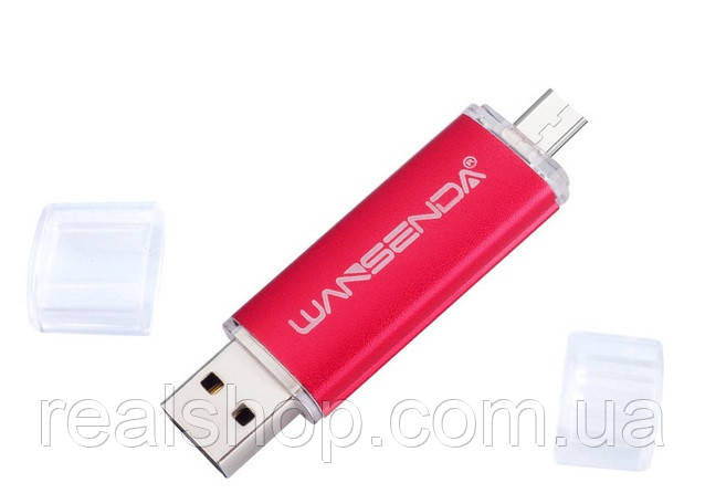 Флеш накопичувач 4GB + microUSB OTG WANSENDA (red)