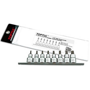 Набір біт пятигранных вдушених в головку 1/2" TORX T20-T55 з отвором 8ед. TOPTUL GAAG0806