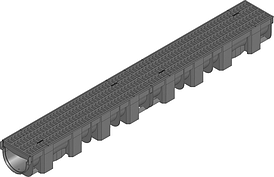 Жолоб HAURATON TOP Х (119 х 89 х 1000), PE-PP (чорний) з решіткою PP