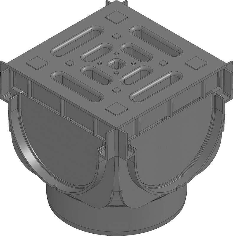 Кутовий з'єднувальний елемент HAURATON TOP Х (137 х 125 х 137), РЕ-РР (чорний) з решіткою PP -copo