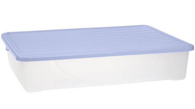 Контейнер пластиковый с крышкой для хранения вещей 45 л низкий 76,5Х54 ...