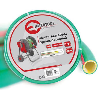 Шланг для води 4-х шаровий 1/2", 100м, армований, PVC INTERTOOL GE-4107