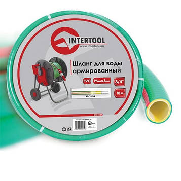 Шланг для води 4-х шаровий 3/4", 10м, армований, PVC INTERTOOL GE-4121