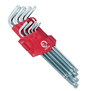 Набір Г-подібних ключів TORX з отвором Cr-V INTERTOOL HT-0608