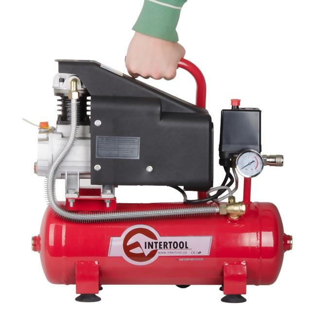 Компресор 9л, 0.75 кВт, 1.0 HP, 220 В, 8атм, 160л/хв INTERTOOL PT-0002