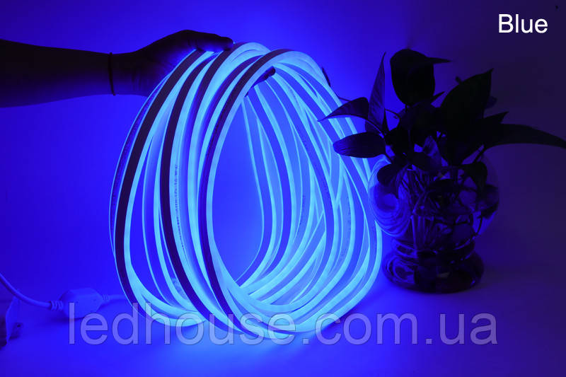 Світлодіодний неон гнучкий 220 В 2835/120 Синій led IP68 Premium