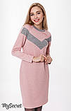Тепла сукня для вагітних та годування BLANDO DR-48.272, рожева із сірим, фото 6