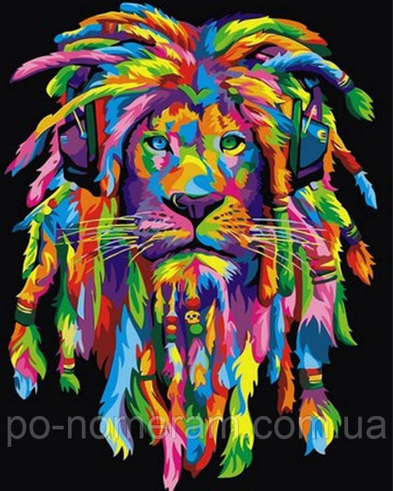 Картина по номерам Радужный лев с дредами (вертикальная) (VP989V) 40 х ...