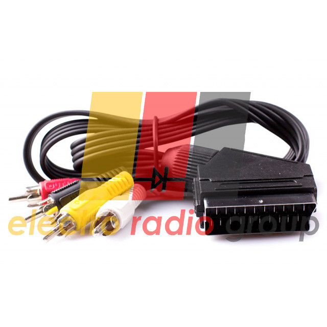Шнур шт. Скарт - 4RCA метал gold, діам.-8мм. 1,2 м, в блістері