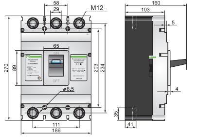 Низковольтное оборудование по самым низким ценам! Габаритные размеры автоматических выключателей АВ3005