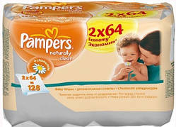 Серветки Pampers Naturally Clean Duo 2X64 шт.