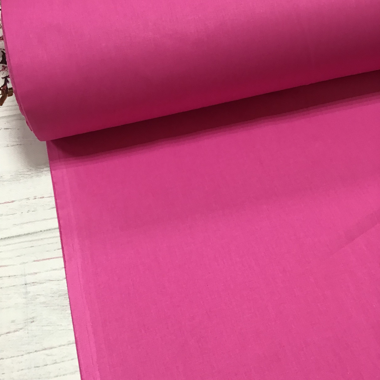 ВІДРЕЗ (0,8*2,4 м) Тканина поплін De Luxe, однотонний світло-малиновий (Туреччина шир. 2,4 м) (P-FR-0037), фото 1