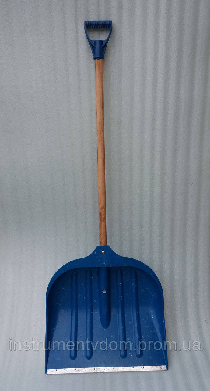 Лопата снегоуборочная АВС большая синяя (с черенком) - фото 1 - id-p202602632