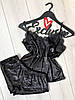 Чорний вишуканий комплект піжами з мармурового велюру: майка та шорти ТМ Exclusive, фото 2