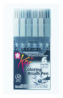 Набор маркеров Koi Coloring Brush Pen, GRAY 6цветов, Sakura
