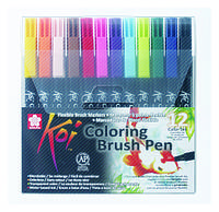 Набор маркеров Koi Coloring Brush Pen, 12 цветов, Sakura