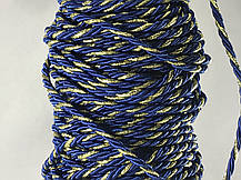 Шнур канат декор — витний колір синій із золотом — 3 мм, фото 2