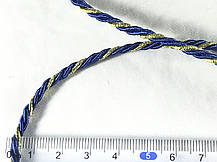 Шнур канат декор — витний колір синій із золотом — 3 мм, фото 3