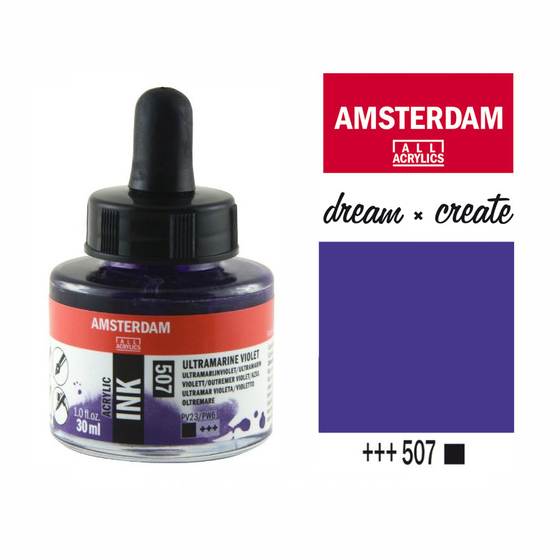 Тушь акриловая AMSTERDAM INK, (507) Ультрамарин фиолетовый, 30мл, Royal Talens - фото 1 - id-p813580003