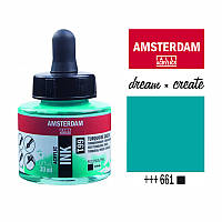 Тушь акриловая AMSTERDAM INK, (661) Бирюзовый зеленый, 30мл, Royal Talens