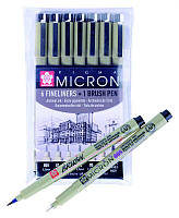 Набор Линеров PIGMA Micron 6шт + PIGMA BRUSH В ПОДАРОК, Sakura