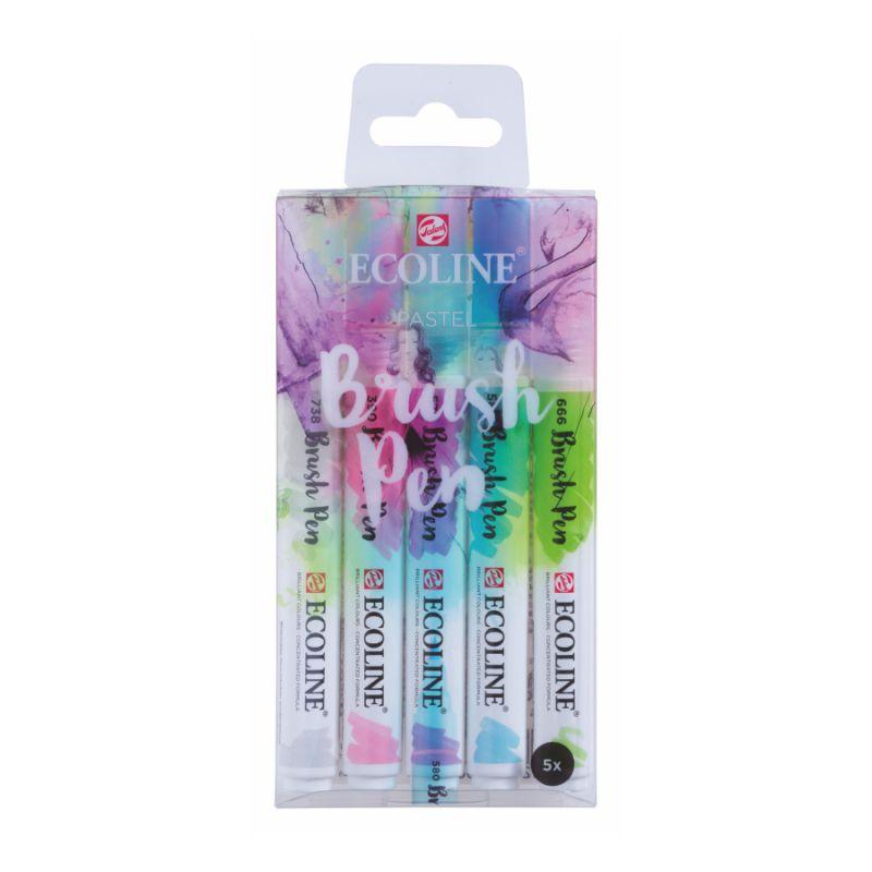 Набір кистей-ручок Ecoline Brushpen PASTEL 5 кольорів, Royal Talens