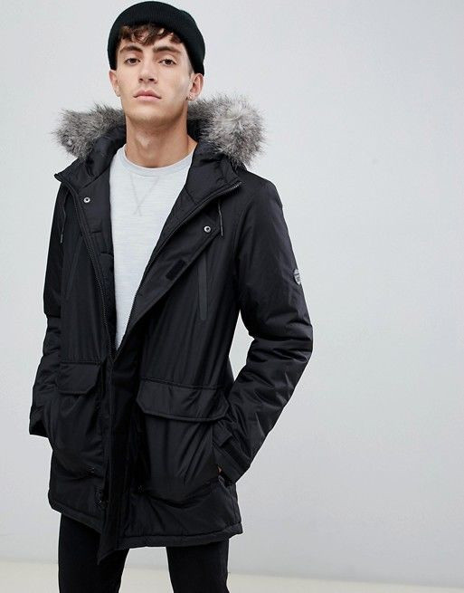 Парку\куртка D-Struct - Hecto чорна з хутряною обробкою (чоловіча/чоловіча) Зима
