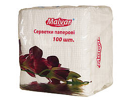 Серветка паперова столова 100 шт Malvar 24*24 БІЛА