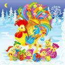 Салфетка ТМ Luxy 33*33, 3 шари, 20шт. Новорічний півень