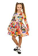 Трикотажное нарядное платье для девочки с длинным рукавом и пышной юбкой