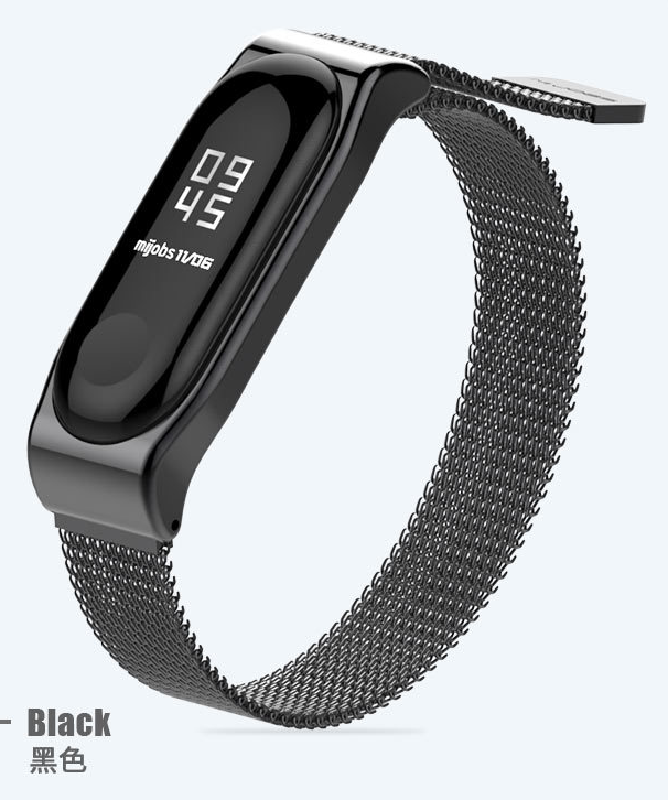 Ремінець Xiaomi Mi Band 4 / 3 MiJobs Milanese SE миланська петля на магніті металевий Чорний 1700P, фото 1
