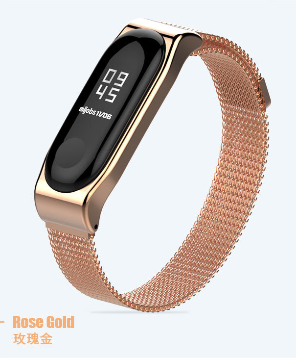 Ремінець Xiaomi Mi Band 4 / 3 MiJobs Milanese SE миланська петля на магніті металевий Золотий / Рожевий 1700P
