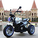 Дитячий електромобіль Мотоцикл BMW_BQ, 3-колісний, Шкіряне сидіння, Гумові колеса, дитячий електромобіль, фото 3