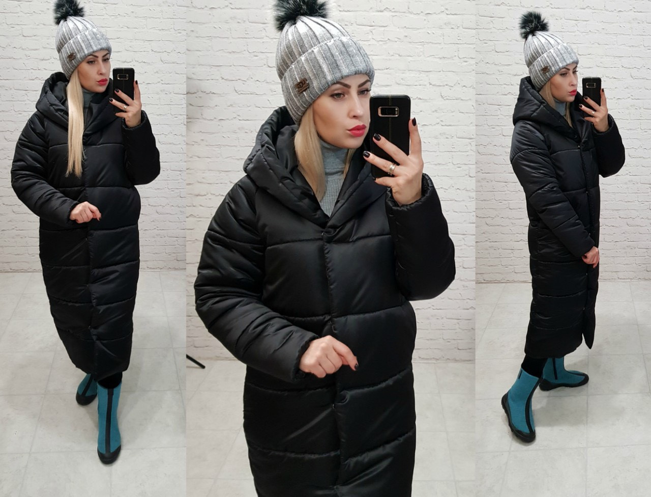 Зимова куртка пуховик Oversize, артикул 521, колір чорний