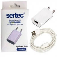 Мережева зарядка з USB для IPHONE 4 SERTEC кубик (1000 Mah )