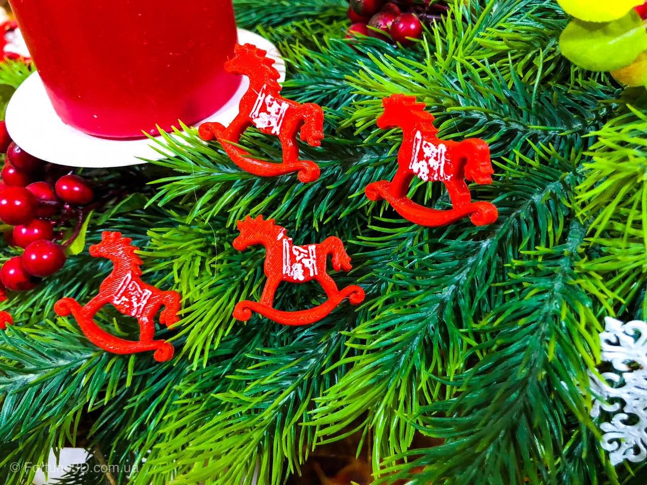 Новорічний декор — конячка гойдалка, різдвяний декор — 6 шт.