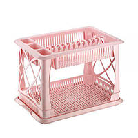 Сушка для посуду і столових приладів 29х42х29 см двоярусна Elif Plastik 306 Рожевий