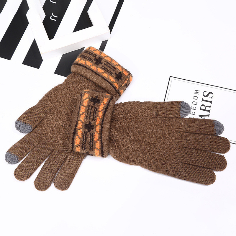 Зимние перчатки женские коричневые с сенсорными пальчиками - фото 1 - id-p814070498