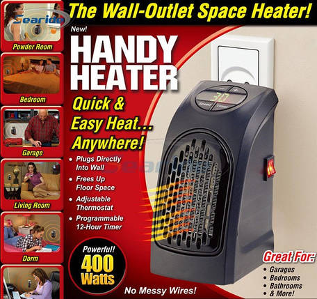 Обігрівач Handy Heater 400W, з дисплеєм, портативний, підключається прямо до стінної розетки, фото 2