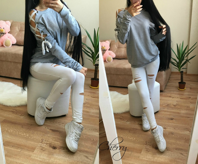 Кофта со шнуровкой и люверсами