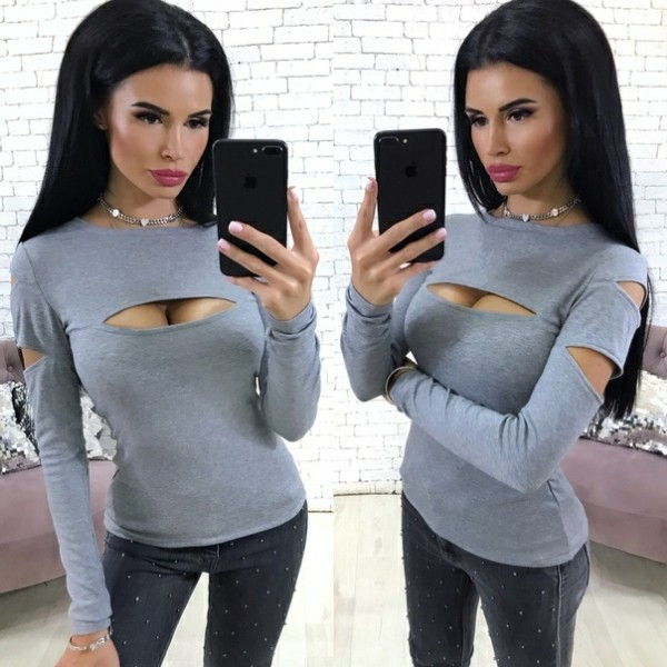 Кофта жіноча з вирізом на грудях і плечах Кофта жіноча з вирізом на грудях і плечах
