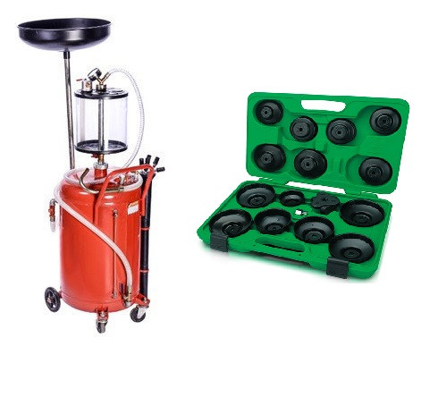 Установка для заміни масла 80л + Набір знімачів масляних фільтрів 16ед