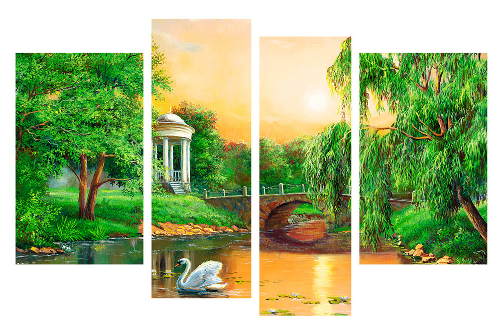 Модульна картина на полотні на стіну для інтер`єру/спальні/прихожої DK Прогулянка парком 112х75 см (M4-K133-2)