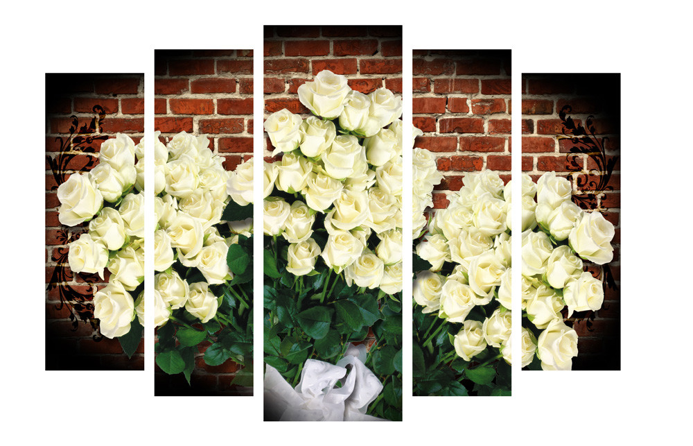 Модульна картина на полотні на стіну для інтер`єру/спальні/прихожої DK Білі Троянди 108х80 см (PLM5-151)